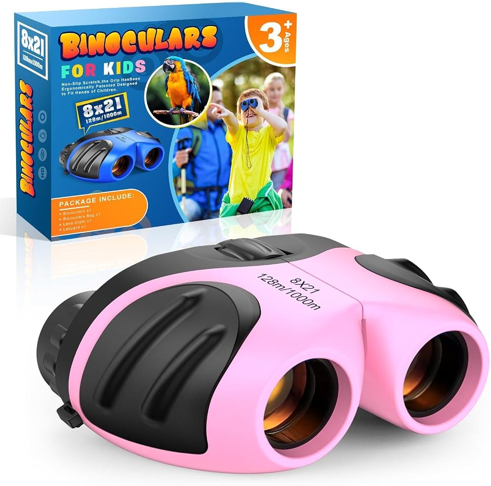 EUTOYZ 8X Kids Binoculars Outdoor Toy Pink for Children