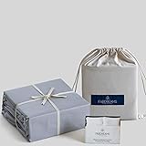 100% Organic Cotton Queen Light Gray Sheet Set | Percale Weave | 4 Piece |300 Thread Count | GOTS Certified | Breathable Cris