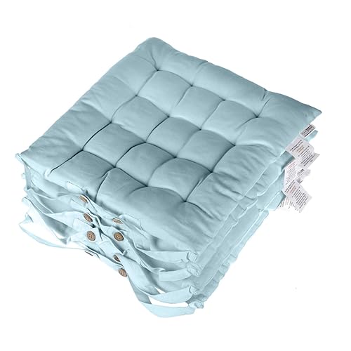 Homescapes Reversible Frilled Tieon Seat Pad 40 x 40cm Blue Stars
