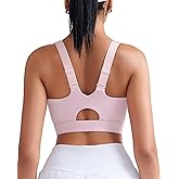 SONGSKY Sports Bras for Women High Impact,Adjustable Racerback Molded Cup Running Sports Bra with Sewn in Pads