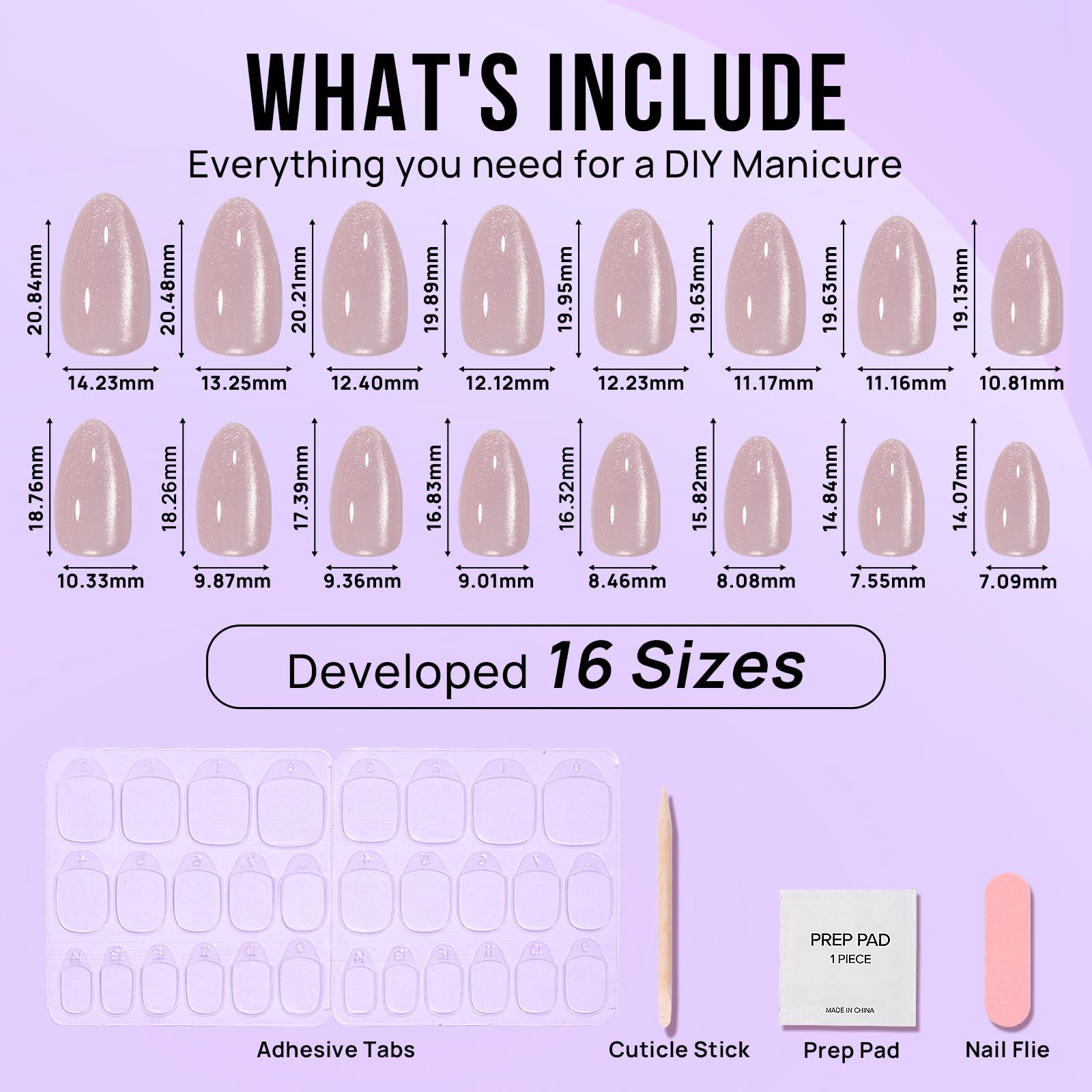 BTArtbox Press On Nails Almond - Soft Gel Fake Nail with Nail Glue, Reusable Opaque Short Stick On Nails in 16 Sizes Nail Kit for Gift Idea, Aurora Cat Eye - Image 5