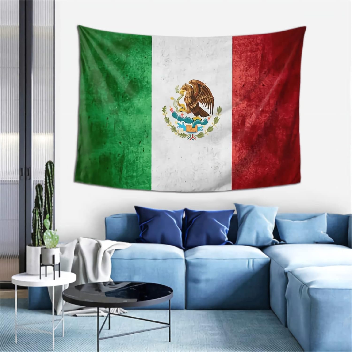 Tapestries - luxteen Flag Of Mexico Or Mexican Banner Tapestry Wall Hanging Tapestry Size 60x40 in Landscape Tapestry Nature Tapestry Tapestry for Room Bedroom Aesthetic