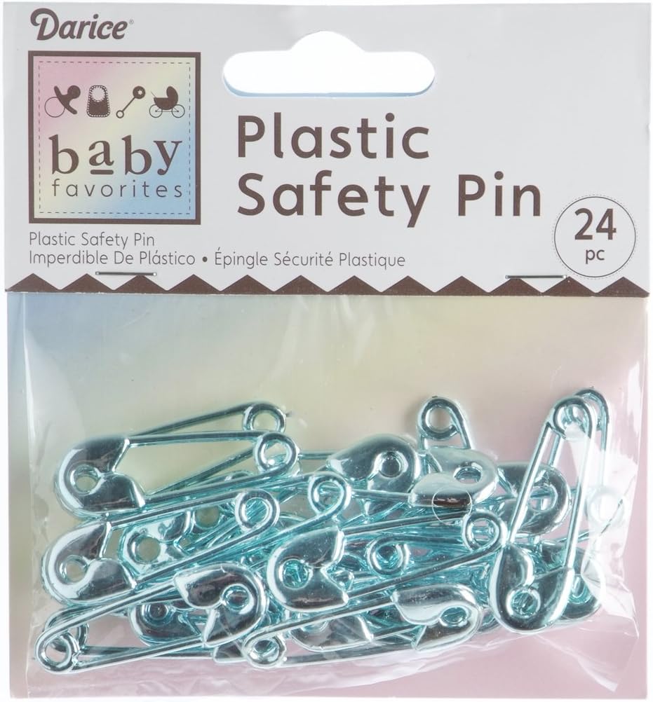 Baby Diaper Pins Shiny Blue 1/2 inches 24 Pieces