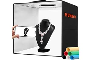 MUNBYN Light Box Photography, Portable Photo Studio Box 12"x12" Professional Shooting Tent Kit with 120 LED Lights 6 Backdrops for Jewelry and Small Product Photography