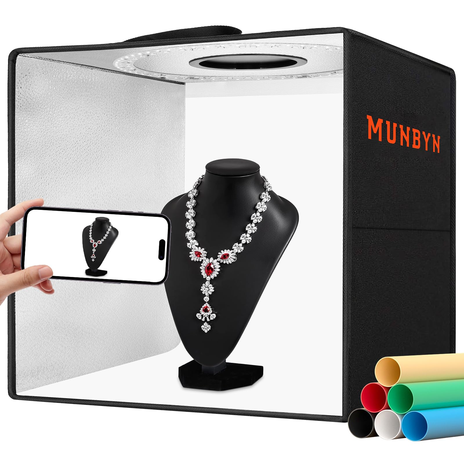 Photo 1 of (bust not included) MUNBYN Light Box Photography, Portable Photo Studio Box 12"x12" Professional Shooting Tent Kit with 120 LED