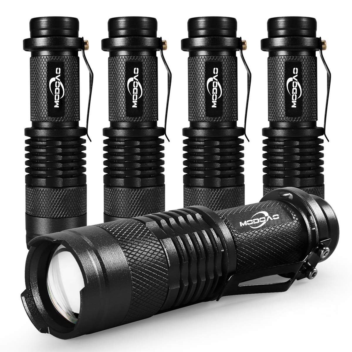 MODOAO Led Torch Mini LED Flashlight Ultra-Bright Light 400 Lumens Handheld Flashlights Zoomable Small for Kids Child Camping Cycling Hiking Emergency Torch Light 5pack (Black)