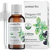 AROMAVITA ImunON Organic Greek Oregano Oil Drops – Extra Strength 86–90% Carvacrol – Natural Immunity Support- Liquid Bio Oil of Oregano – 200 Servings – Vegan, Non-GMO, Gluten-Free – 1 fl oz (30 mL)