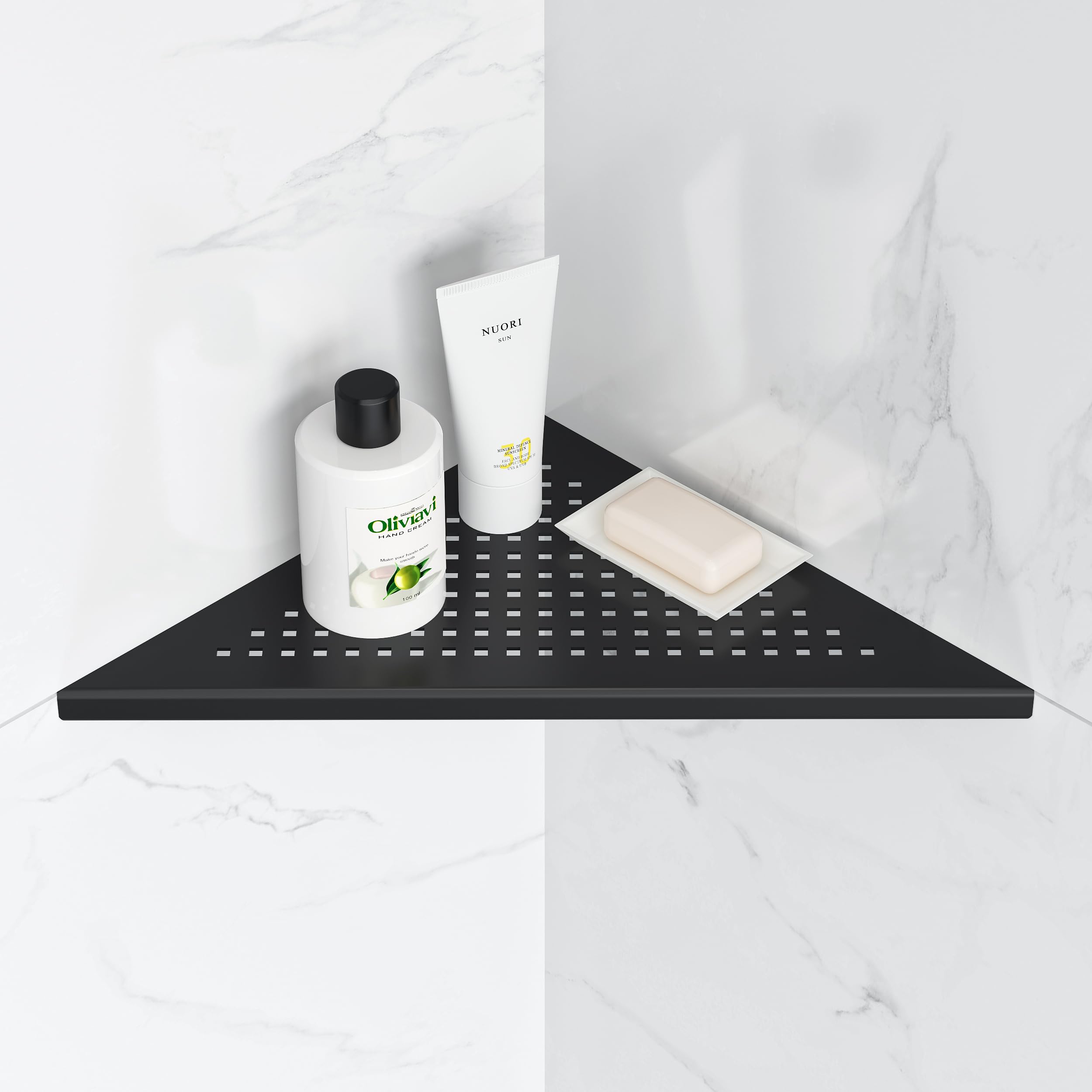 Neodrain Shower Corner Shelf Stainless Steel Bathroom Shelf Black Shower Caddy Storage Tiles Recessed for Bathroom Kitchen