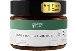 MYMAGICHEALER Thyme & Tea Tree Flare Care | Solution for Painful Pimples, Cystic Acne, Ingrowns, Folliculitis, Groin Cyst | Staph Flare Ups | Razor Bumps | Bartholin | Safe, All-Natural Flare-Up Solution with Egg Yolk Extract (1oz)