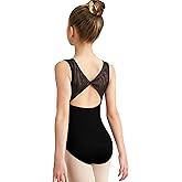 MOLLDAN Girls Tank Dance Leotard Mesh Gymnastics Dancewear for Kids 4-12 Years