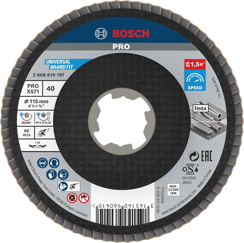 Bosch X571 X-Lock Flap Disc 115 mm G40 for Metal Angled Grinder