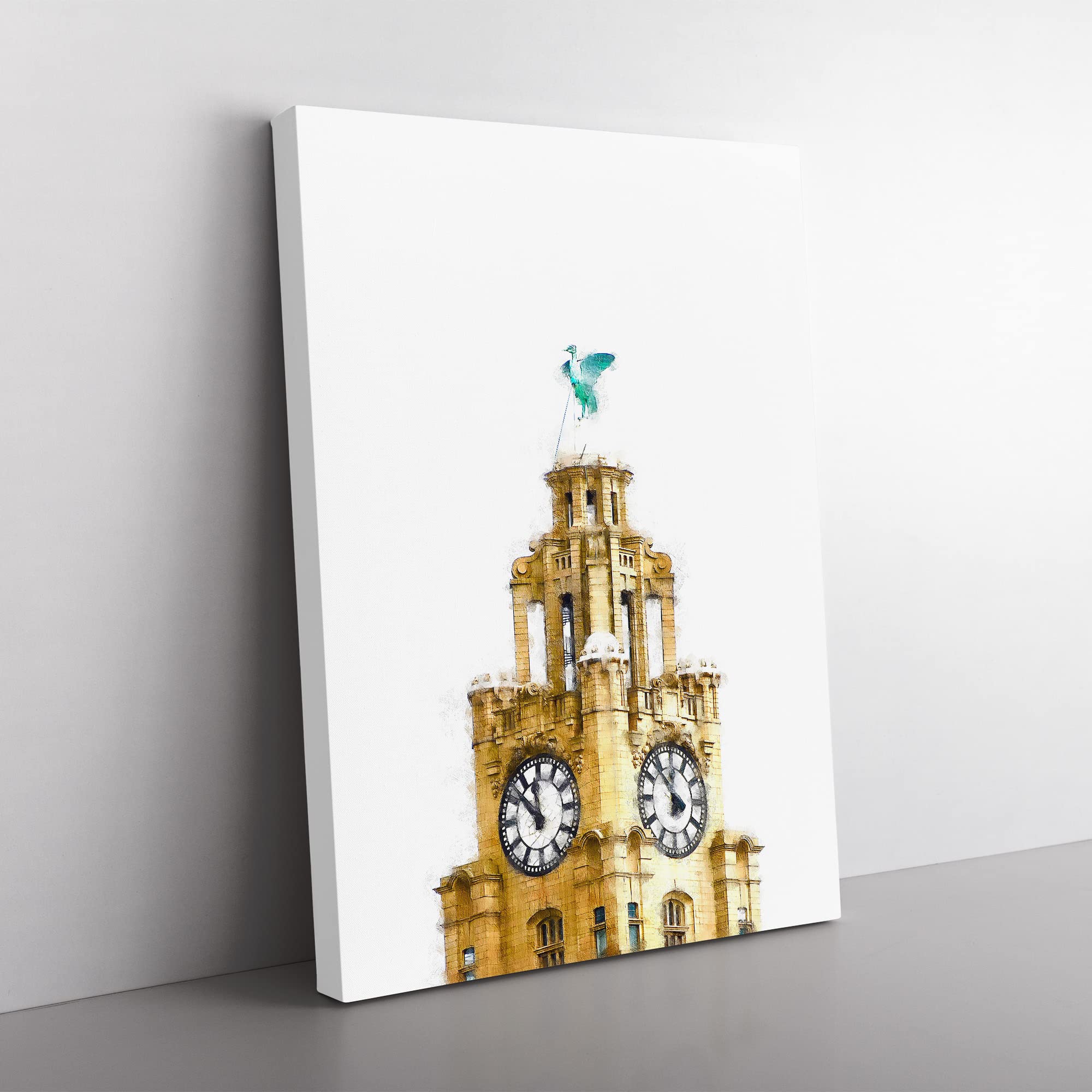 The Liver Building Liverpool Painting Modern Canvas Wall Art Print Ready to Hang, Framed Picture for Living Room Bedroom Home Office Décor, 50x35 cm (20x14 Inch)