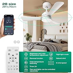 28"Ceiling Fans with Lights, Flush Mount Ceiling