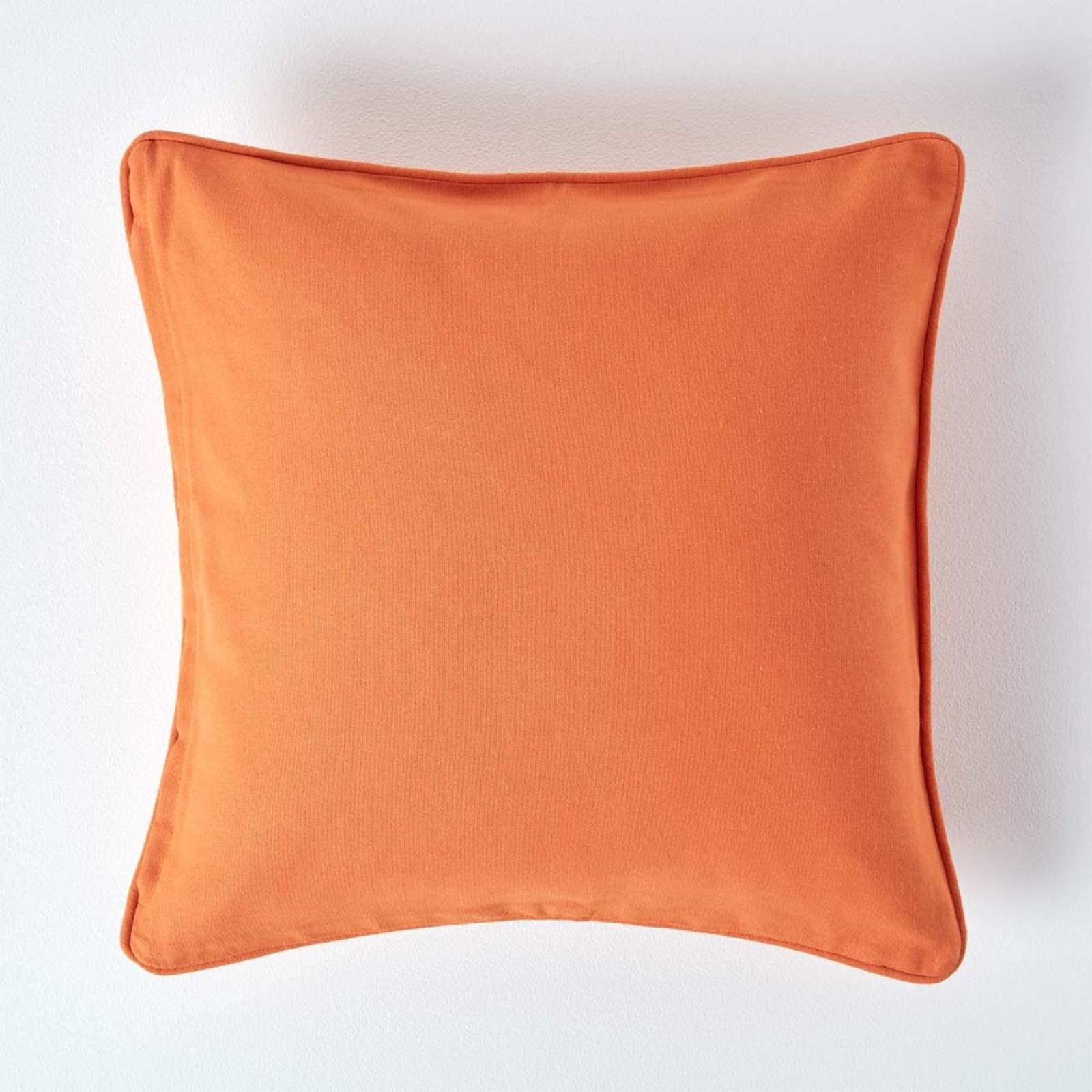 HOMESCAPES - 100% Cotton Plain Burnt Orange Cushion Cover - 45 x 45 cm Square - 18 x 18 Inches - Sofa Cushion Pillow Cover - Washable — image 1