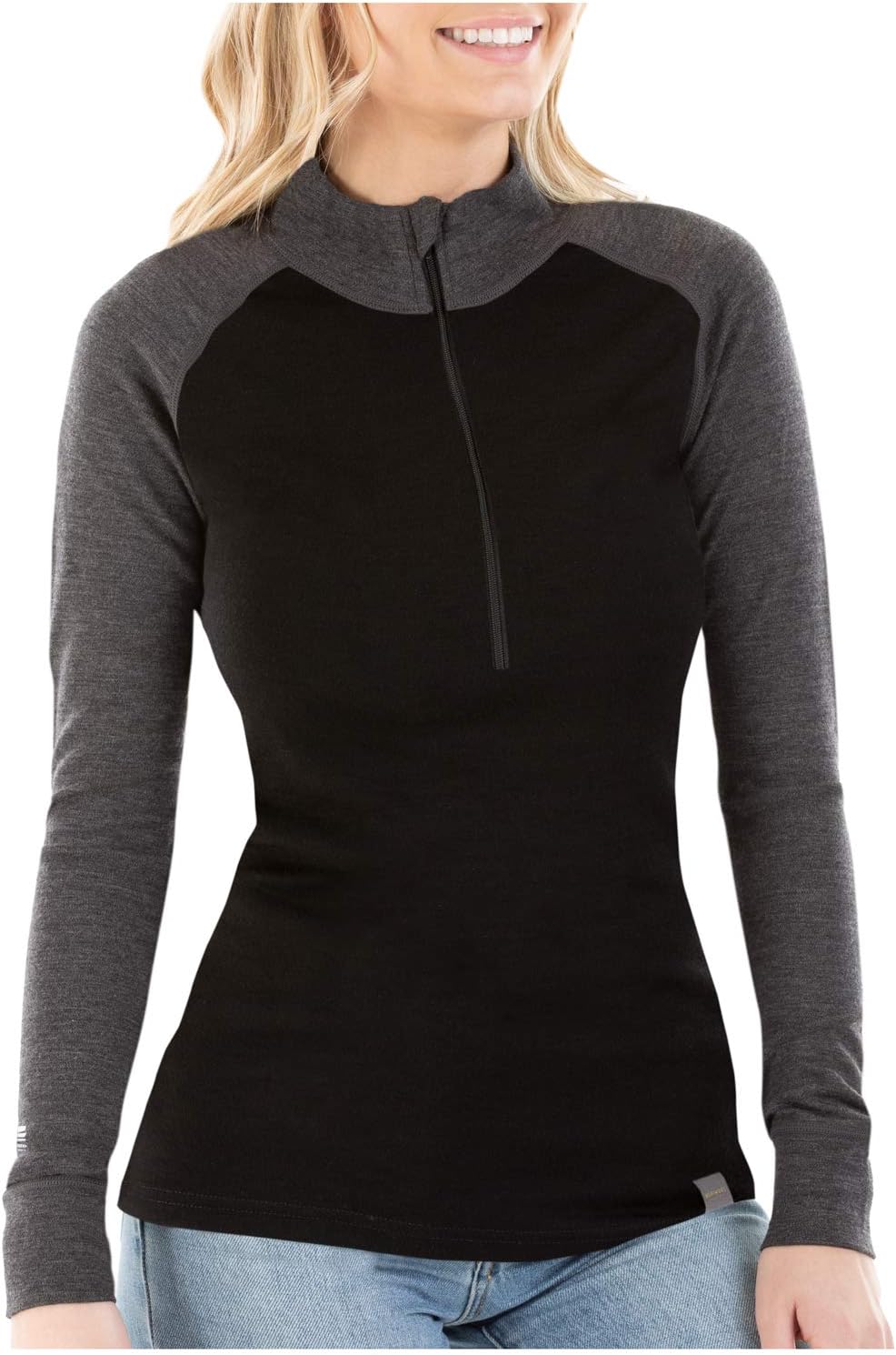 MERIWOOL Womens Base Layer 100% Merino Wool Midweight 250g Half Zip Sweater for Women: Clothing
