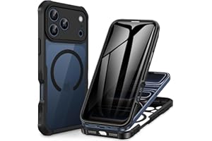 CENHUFO Magnetic Privacy for iPhone 17 Pro Max Case [Compatible with Magsafe] Full Body Phone Case Built-in 9H Tempered Glass Privacy Screen Protector, Camera Protection Shockproof Cover - Black