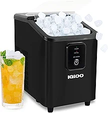Igloo Self-Cleaning Countertop Ice Maker - Compact and Portable - Creates 26 lbs. Per Day, 8 Pieces Ready Every 7-8 Minutes - Includes Ice Scoop and Basket - Black