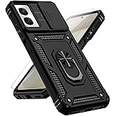 for Motorola Moto G Power 5G 2024 Case with Slide Camera Cover HD Screen Protector [Military Grade Drop Tested] Magnetic Ring Holder Kickstand Protective Phone Case for Moto G Power 5G 2024, Black