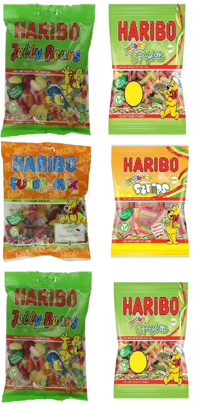 6 Assorted Bags of HARIBO Sweets Suitable for Vegetarian 900g Total