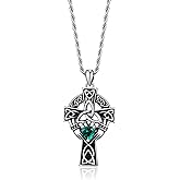 TALYKONG Claddagh Cross Necklace for Women Celtic Cross Pendant Irish Necklace Jewelry Gifts for Women Men