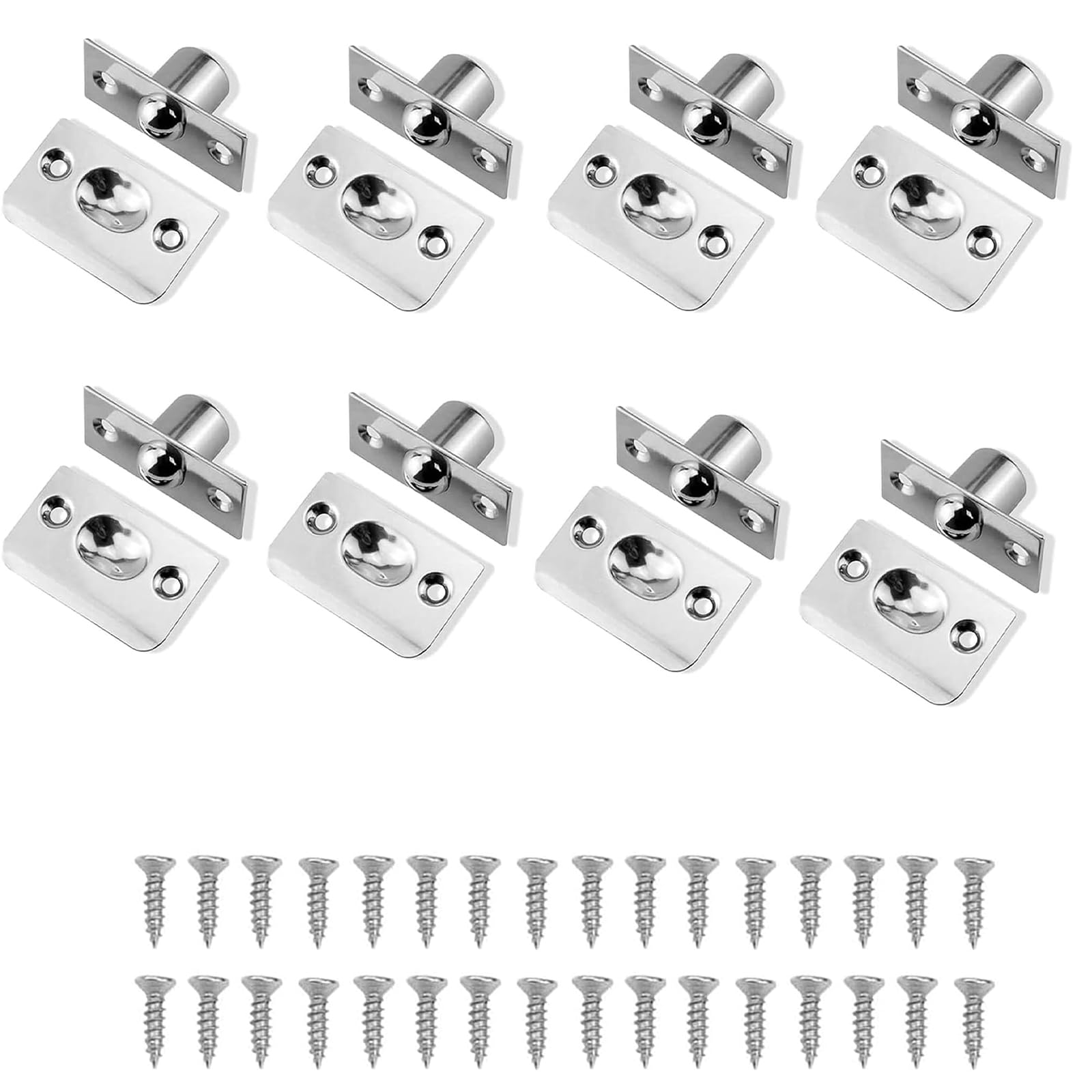 8 PCS Ball Door Catches for Internal Doors Stainless Steel Roller Ball Latches Spring Loaded Ball Bearing Door Catch Hardware for Cupboard Closet Top