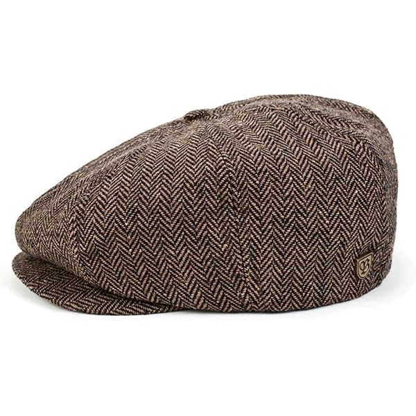 Jaxon Hats Herringbone Newsboy Cap (Small, Brown) at Amazon Men's