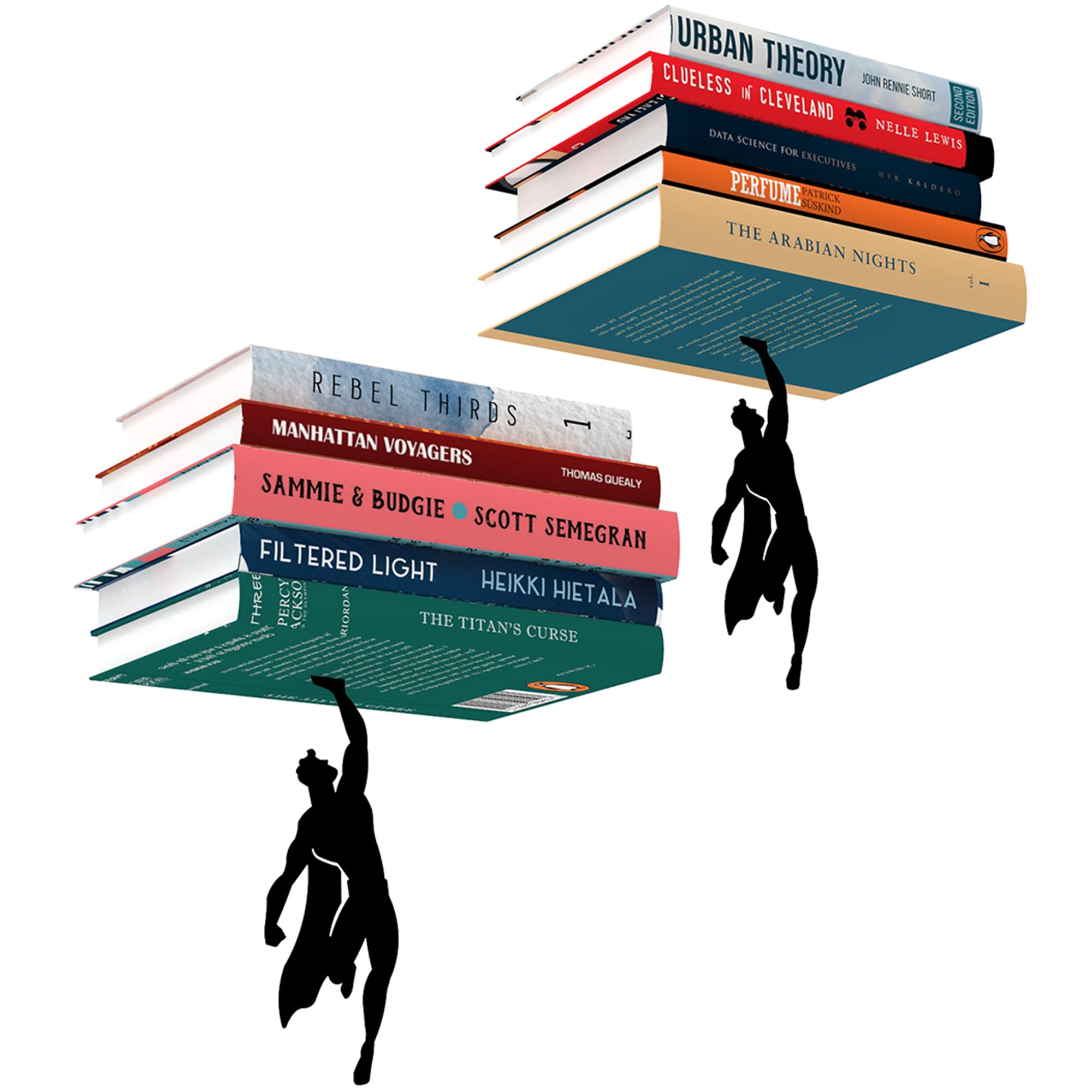 Artori Design- Floating Metal Invisible Shelf - Bookshelves - Wall Decore Bookshelf Floating Book For Wall (2X Supershelf) — image 1