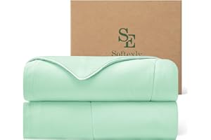SE SOFTEXLY® Cooling Comforter Queen Size, All Season Lightweight Summer Blanket for Hot Sleepers & Night Sweats, Breathable Soft Bedding, Silk Smooth Finish, 90"x90", Mint Green