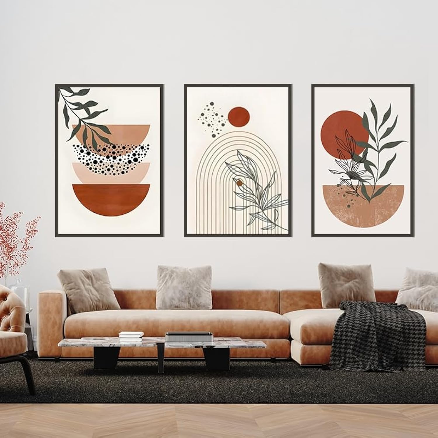 QPLGTU Geometric Abstract Poster Set, Plant Art Decoration Pictures, Printed Posters on The Background Wall of The Living Room and Bedroom, Frameless (Style 8, 30x40cm*3) — image 1