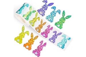 500 Easter Bunny Stickers Cut Glitter Design 5 Sparkle Colors Self Adhesive Seals for Envelopes Notebooks and Party Favors, R