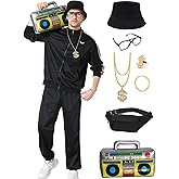 Deaboat 80s Tracksuit for Men - Retro Windbreaker Outfit 90s Mens Track Suits Sportswear Hip Hop Disco Party Costume Set