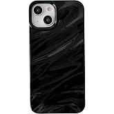Caseative for iPhone 13 Case, Black | Water Ripple Pattern Curly Wave Shape Soft