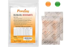 100Gram [4 Packets] Fonday Rechargeable Silica Gel Desiccant Packets Food Grade Fast Reactivate Desiccant Bags Moisture Indicating Orange to Green