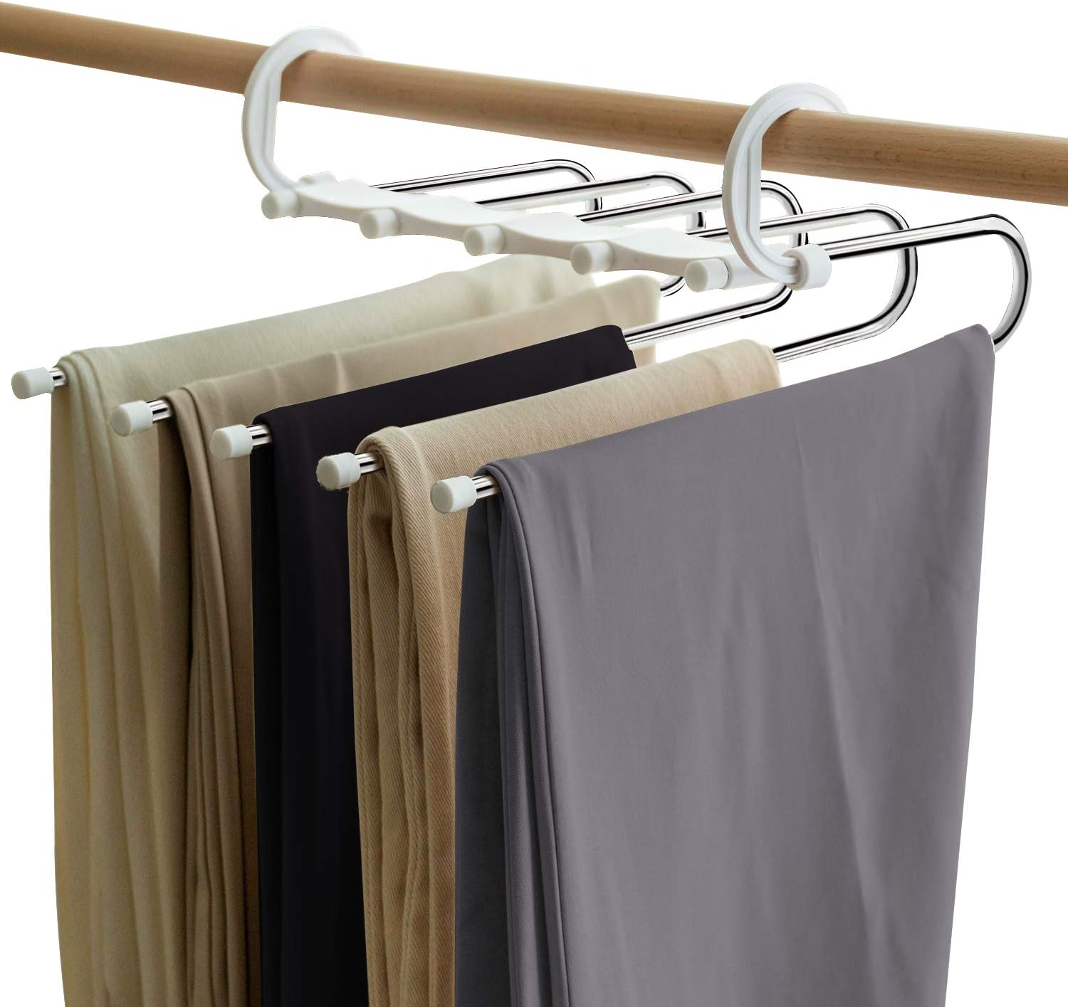 Vitalome Pants Hangers 5 Layers Stainless Steel Non-Slip Space Saving Clothes Closet Storage Organizer for Pants Jeans Trousers Skirts Scarf…