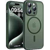 TOCOL Magnetic for iPhone 15 Pro Max Case, Upgraded Full Camera Protection, Compatible with Magsafe, Drop Protection, Translucent Matte Back Bumper Phone Cover 6.7-Inch(Alpine Green)