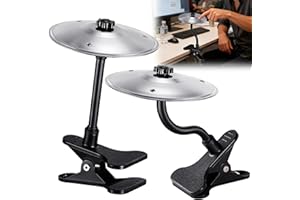SUACOPZAR 2PCS Desktop Crash Cymbal with Clamp Mount, Desk Symbol Drum for Desk Edge, Easy Install, Fun Desk Accessory for Drummers & Music Lovers, Cool Tabletop Accessories for Entertainment - Silver