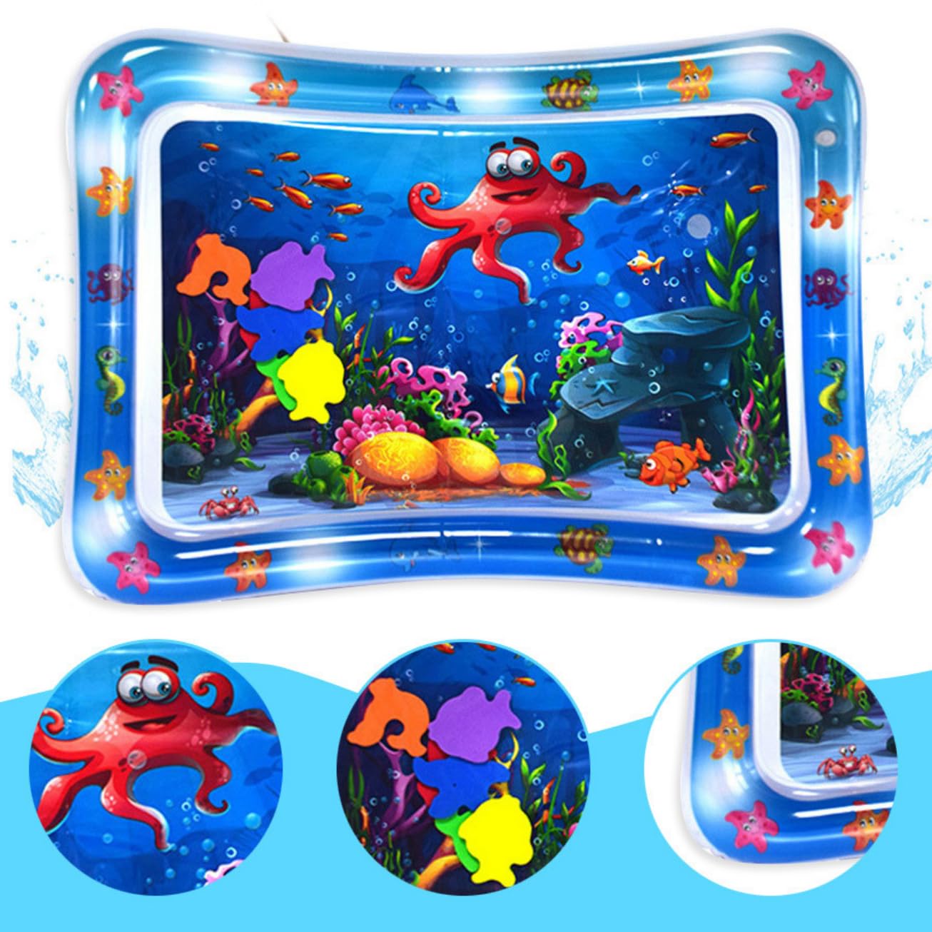 Tidcan Tummy Time Inflatable Water Mat - Baby Playmat & Sensory Toy for Early Development - Fun Activity Center for Infants & Toddlers 3-9 Months - Perfect for Newborn Boys & Girls