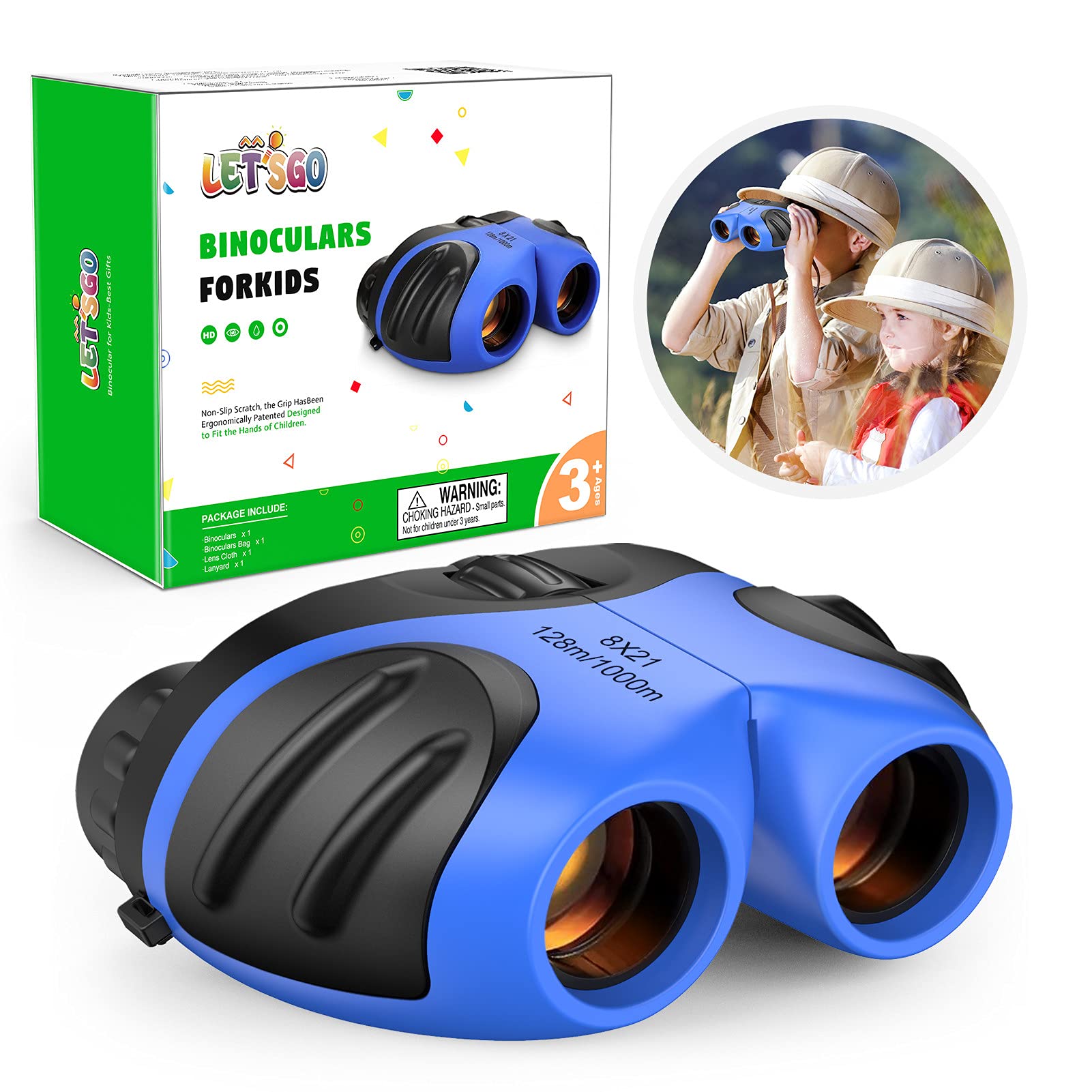 EUTOYZ Binoculars for Kids - Boys' Outdoor Learning Toys, Age 3-10, Blue