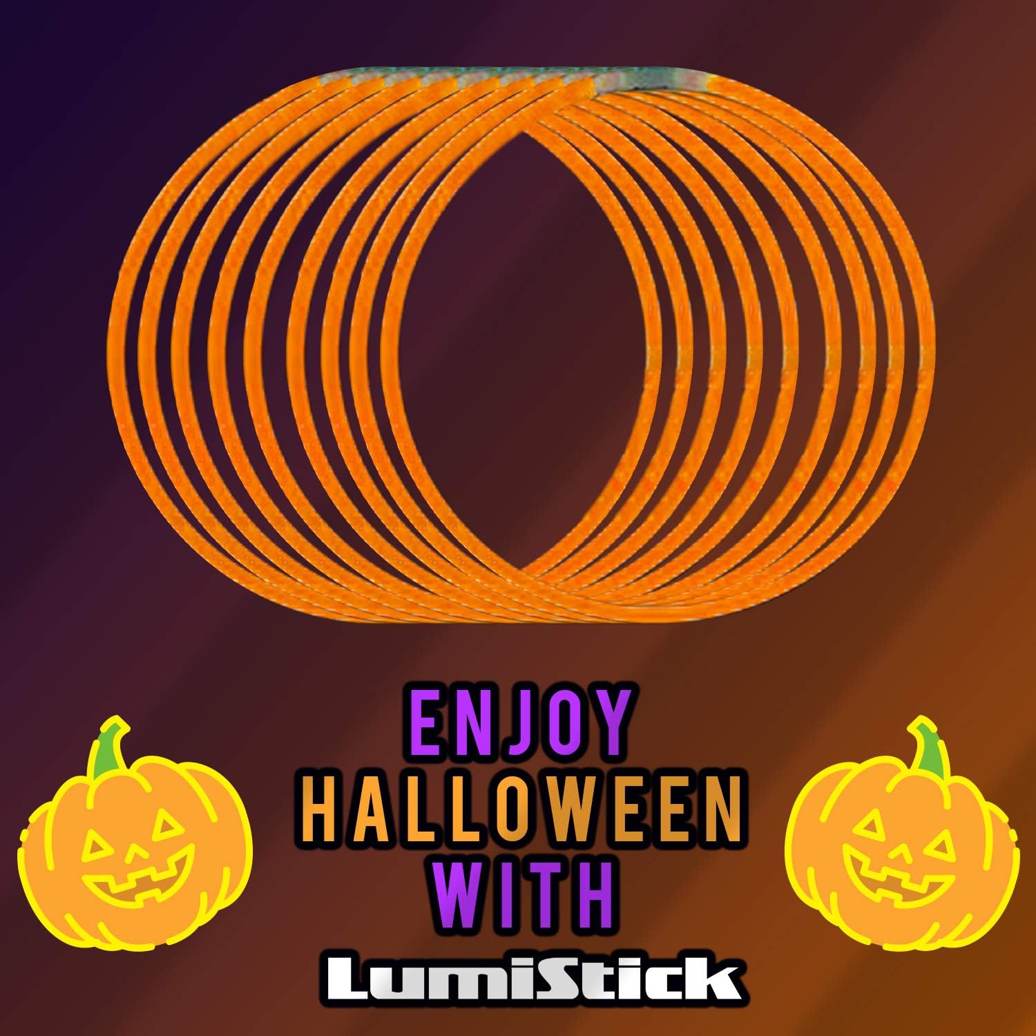 Lumistick 22 Inch Glow Stick Necklaces | Non-Toxic & Kids Safe Light Up Neckwear | Bendable Sticks with Connectors | Glows in The Dark Night Party Favor (Orange, 50 Necklaces): Toys & Games