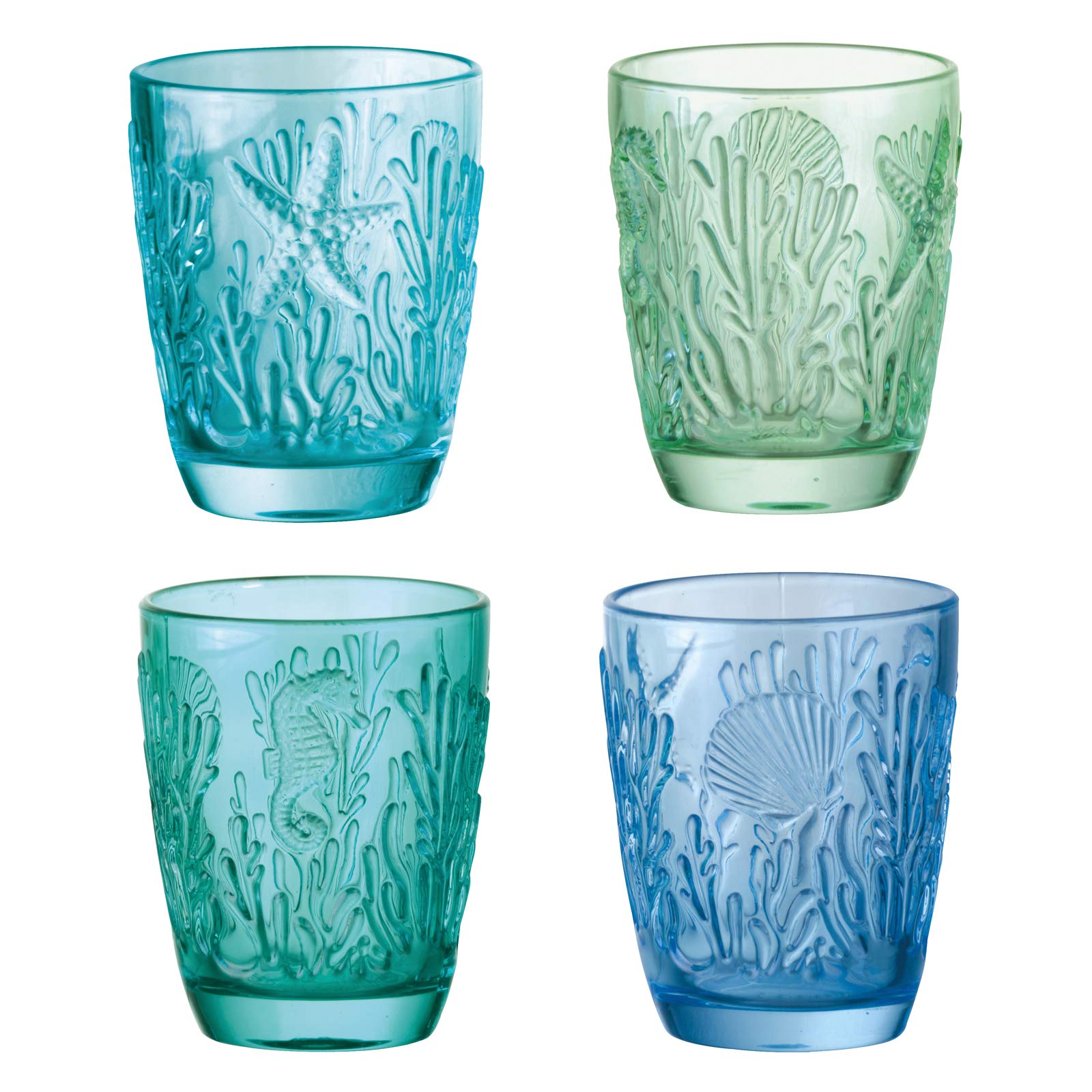 Artland Marine Tumblers Set of 4, Glass, Multi-Coloured, Tumbler Glass