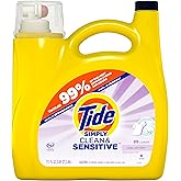 Tide Simply Clean & Sensitive Liquid Laundry Detergent, Cool Cotton Scent, 89 Loads, 117 fl oz