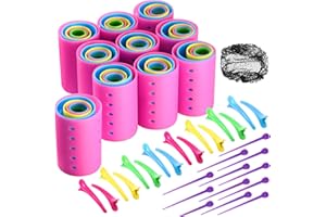 WILLBOND 141 Pieces Hair Rollers Set Include 60 Plastic Hair Rollers (Multicolor,6 Size)