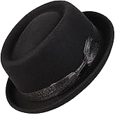 Wide Brim Pork Pie Hat 100% Wool Felt Hats Vintage Porkpie Derby Fedora