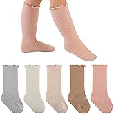 QHANSHIEE Baby Girls Knee High Socks Cotton Newborn Infants Toddlers Baby Girl Tube Ruffled Stockings Warm Long Socks