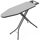 BEWISHOME Foldable Ironing Board,Compact Iron Board with Safety Iron Rest | and 7 Adjustable Heights , Ironing Stand with Cover and Pad for Heat Resistance, for Laundry Room 43" X 13" Grey KYB01B