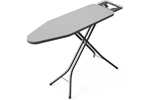 BEWISHOME Foldable Ironing Board, Compact Ironing Boards with 7 Adjustable Heights and Safety Iron Rest, Heavy Sturdy Metal Frame Legs Iron Stand, for Laundry Room 43" X 13" Black KYB01B