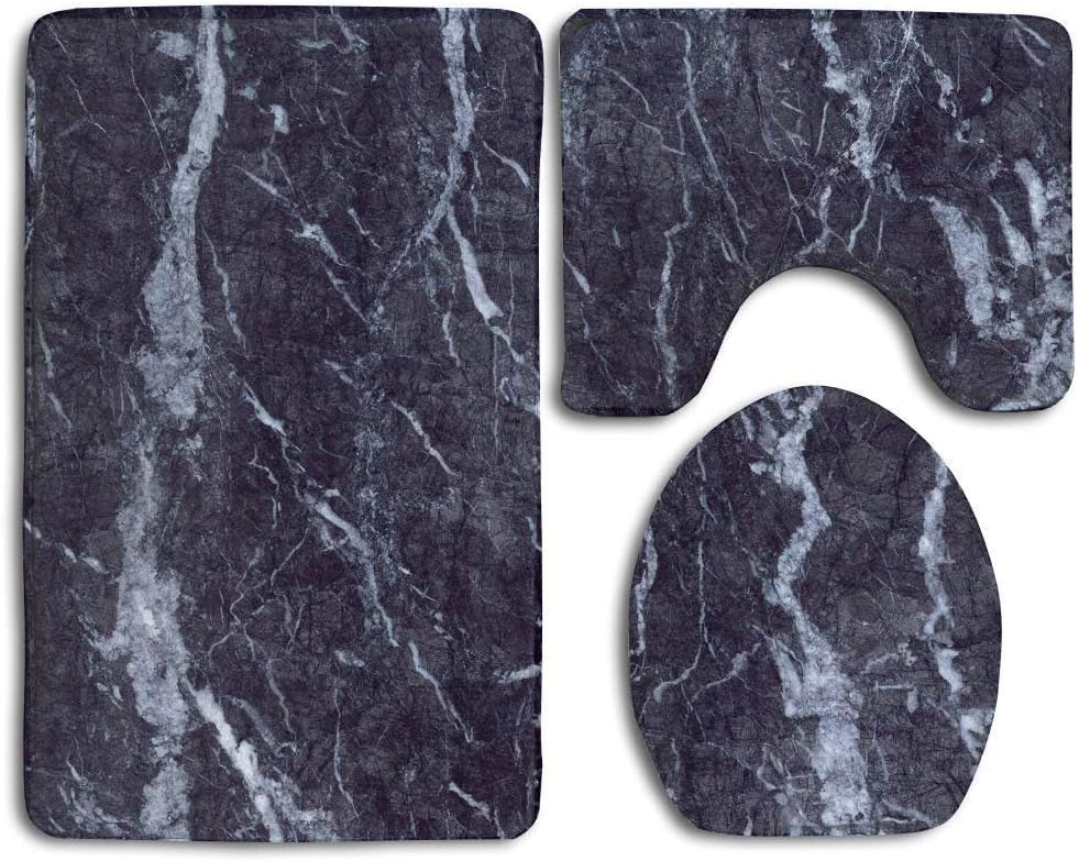 Bath Mat, 3 Piece Bathroom Rug Set Grey White Marble Print Nonslip Bathroom Rug, Soft Bathroom Mat, Dustproof Toilet Cover For Men Women Kids, Bathroom Rugs, Bathroom Accessories