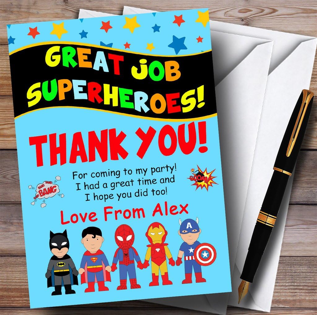 Office & School Supplies Blue Superhero Party Thank You Cards  avenueeventgroup.com