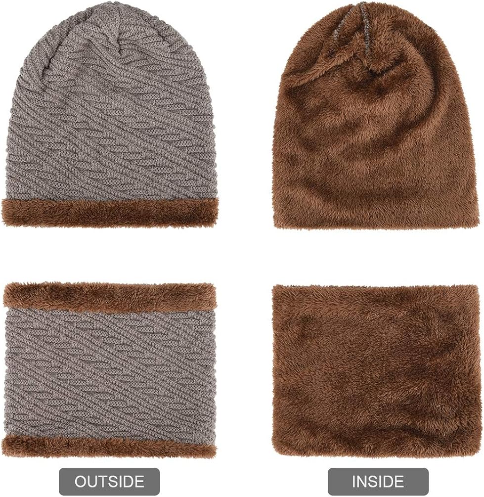 VBIGER Cappello Uomo invernale Berretto Uomo in Maglia con sciarpa Uomo  Accessori berjaya.edu.my