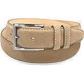 Men's Belt Suede Full Leather Belt Casual Dress Leather Belt 1-3/8"(35mm) Wide, Multi-Style Options
